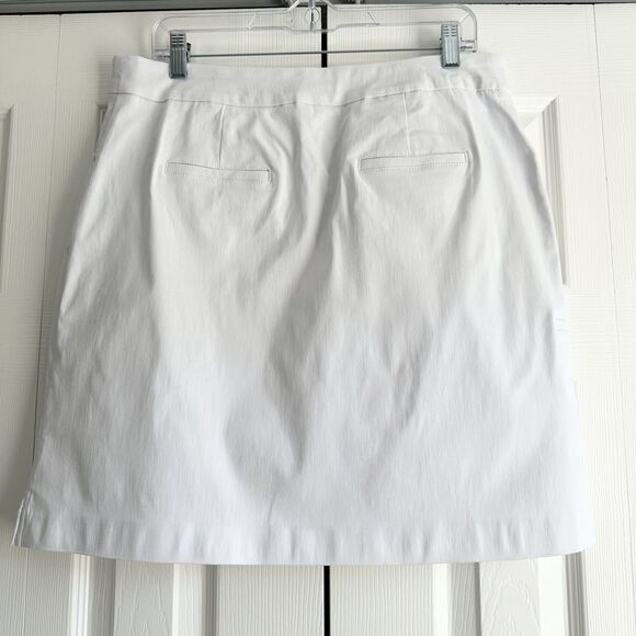 NWT Renuar White Stretch Skort Size 12 Pockets Summer Travel Golf Resort Wear - Picture 2 of 9